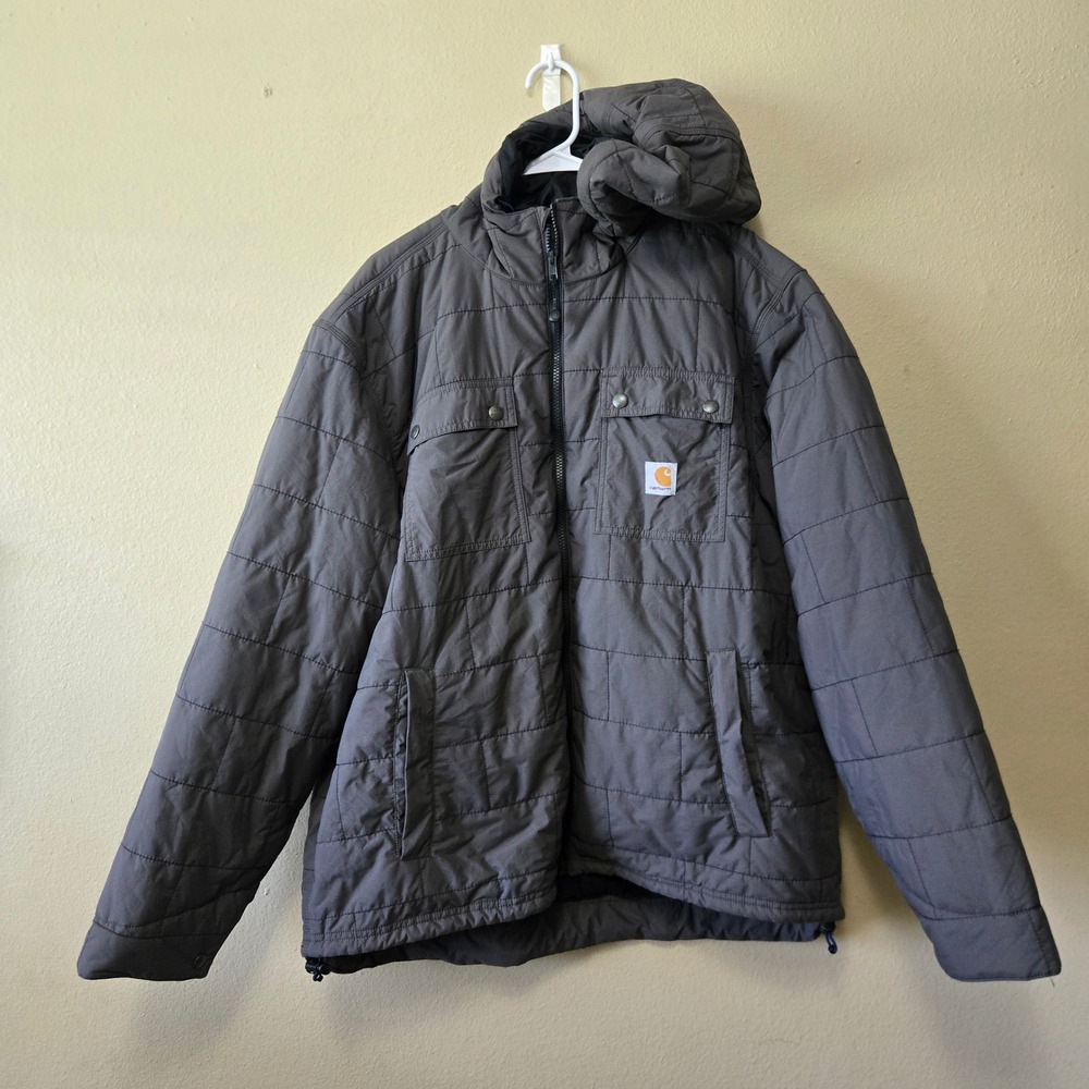 Carhartt Brookville Quilted‎ Hooded Jacket Shadow Grey 100727 XL Regular Mens